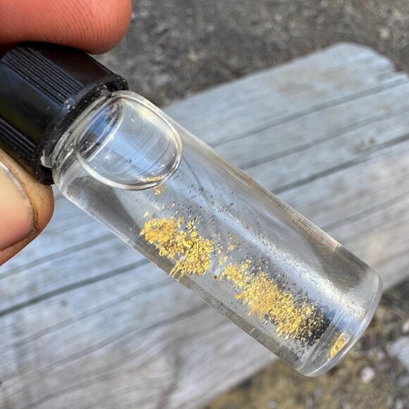 A Days Worth of Gold Panning - Placer Gold in Jar - Picture 1 of 4